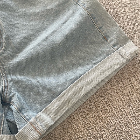 Zara High Waist Light Blue Paper Bag Denim Shorts Size 6 NEW - Picture 3 of 7